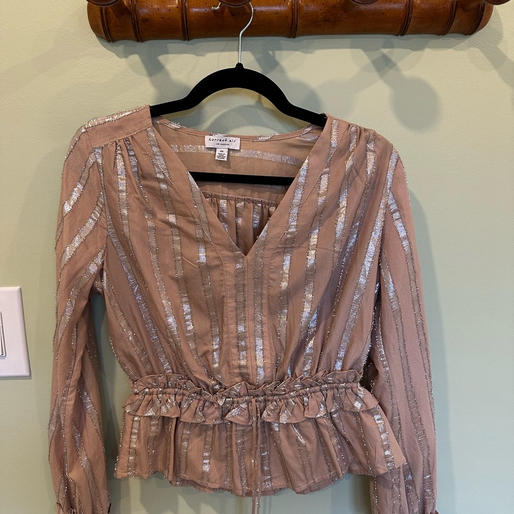 Women's Blush and Silver Striped Top